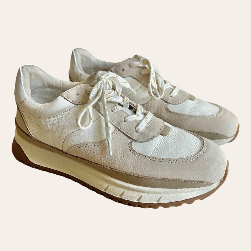 Madewell | Kickoff Trainer Sneakers in Neutral Colorblock Leather Size: 8.5